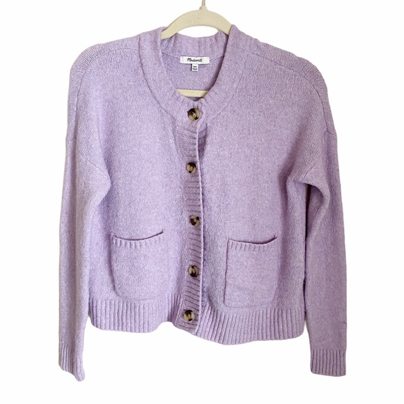 Madewell Colburne Cardigan Sweater Cotton Purple Cozy XXS - Picture 2 of 5
